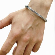 Men's Square Meander Cuff in Sterling Silver – original on wrist view