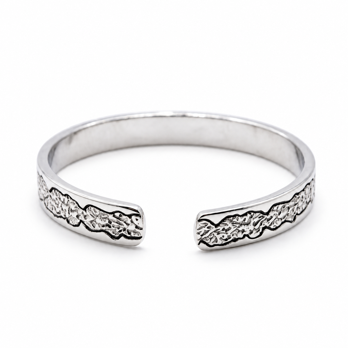 Men's Riven Texture Cuff in Sterling Silver – front view on white