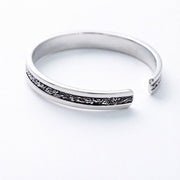 Men's Riven Texture Cuff in Sterling Silver – smooth inside and open-tip view