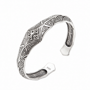 Men's Angular Relief Cuff in Sterling Silver – front view
