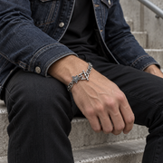 Men's Star Toggle Bracelet in 925 Sterling Silver – on wrist in a contextual setting