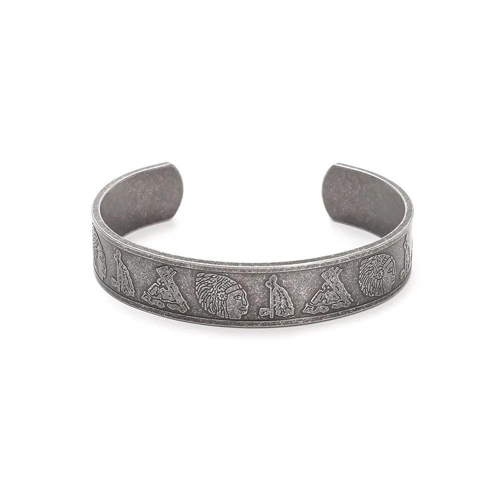 Men's Portrait Panel Cuff in silver-tone Steel – front view