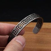 Men's Open Meander Cuff in Silver-Tone Steel – original pattern and band detail