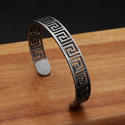 Men's Open Meander Cuff in Silver-Tone Steel – side view of the open band