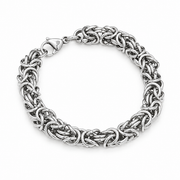 Men's Round Ring Byzantine Bracelet in Silver-Tone Steel – front view
