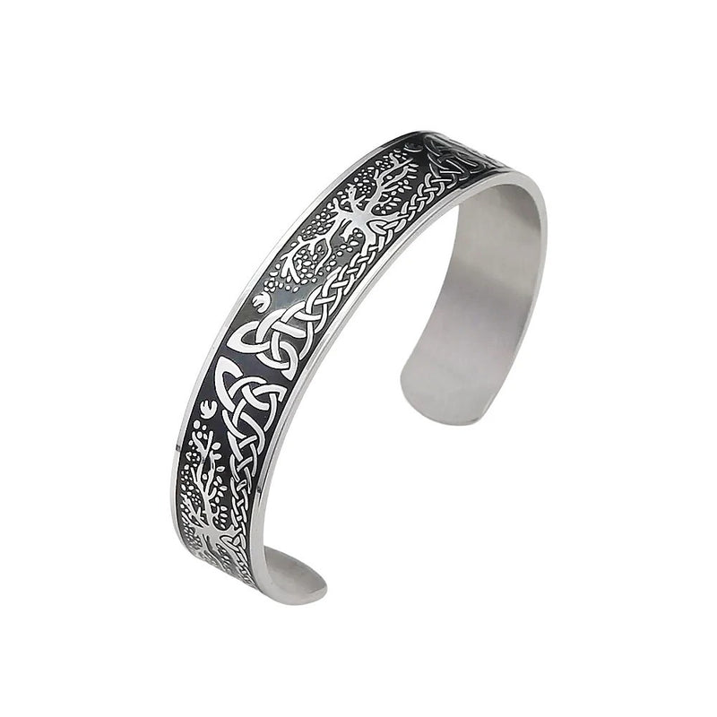 Men's Tree Knot Cuff in silver-tone Steel – front view