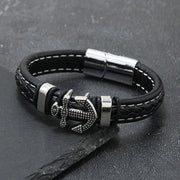 Men's Stitched Anchor Braid Bracelet in Black – clasp detail