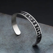 Men's Raised Rune Cuff Bracelet in Steel; Silver-Tone and Black Finish – original reverse angle detail