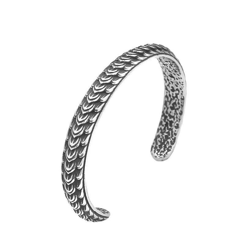 Men's Dragon Scale Cuff in silver-tone Steel – front view