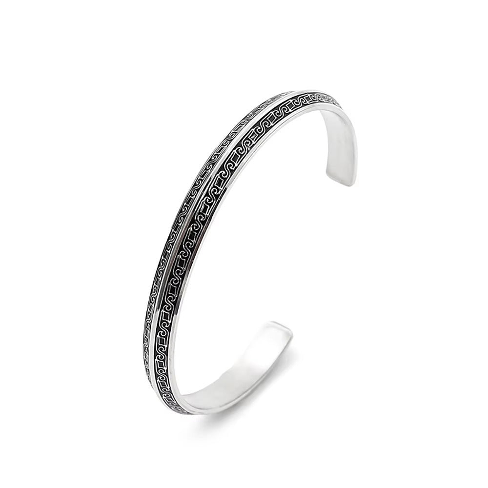 Men's Meander Rail Cuff in silver-tone Steel – front view