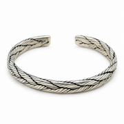 Men's Diagonal Braid Sterling Silver Cuff in Sterling Silver – front view