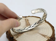 Men's Diagonal Braid Sterling Silver Cuff in Sterling Silver – original surface and open-end detail