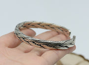 Men's Diagonal Braid Sterling Silver Cuff in Sterling Silver – original reverse and band detail
