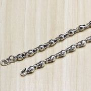 Men's Small Skull Chain in Sterling Silver – original detail of the skull links and hook closure