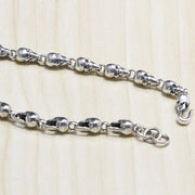 Men's Small Skull Chain in Sterling Silver – original detail of the skull links and hook closure
