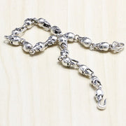 Men's Small Skull Chain in Sterling Silver – original detail of the skull links and hook closure