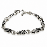 Men's Scroll Wing Bracelet in Sterling Silver – front view