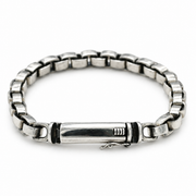 Men's Squared Link Bracelet in Sterling Silver – front view