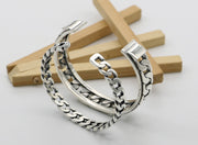 Men's Open Curb Sterling Silver Cuff in Sterling Silver – original slim and wide cuff construction detail