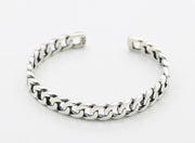 Men's Open Curb Sterling Silver Cuff in Sterling Silver – original slim cuff angle