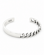 Men's Curb Front Sterling Silver Cuff in Sterling Silver – front view