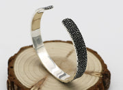 Men's Granular Texture Cuff in Sterling Silver – original granular metal surface and smooth interior detail