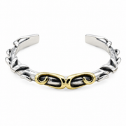 Men's Scroll Vine Sterling Silver Cuff in Silver with Gold-Tone Accents – front view