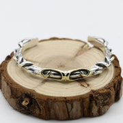Men's Scroll Vine Sterling Silver Cuff in Sterling Silver – original mirrored curls and leaf detail