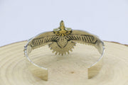 Men's Blue Eagle Cuff Bracelet in Sterling Silver with Blue Accent – original engraved reverse view