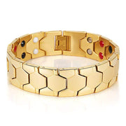 Men's Honeycomb Link Bracelet in Gold-Tone Plated Steel – front view