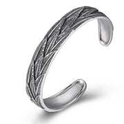 Men's Three Feather Sterling Silver Cuff in Sterling Silver – front view
