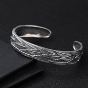 Men's Three Feather Sterling Silver Cuff in Sterling Silver – original three-feather relief detail