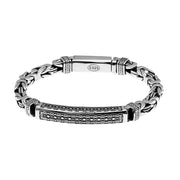 Men's Dotted Panel Bracelet in Sterling Silver – front view