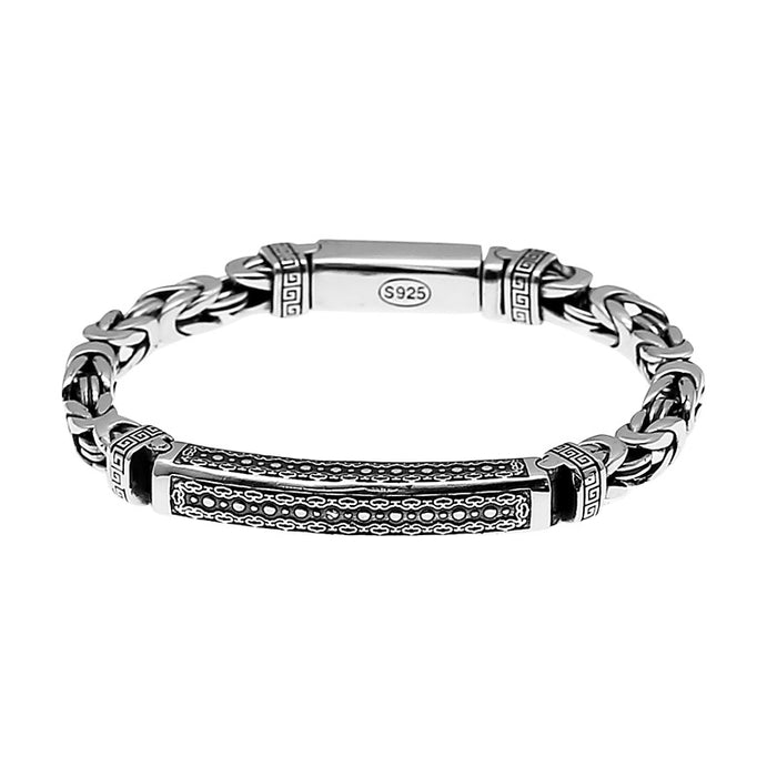 Men's Dotted Panel Bracelet in Sterling Silver – front view