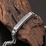 Men's Dotted Panel Bracelet in Sterling Silver – original faceted dotted panel detail