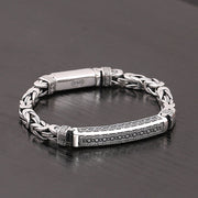 Men's Dotted Panel Bracelet in Sterling Silver – original Byzantine links and S925 clasp detail
