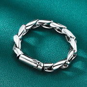 Men's Marquise Ridge Link Bracelet in Sterling Silver – original alternate view
