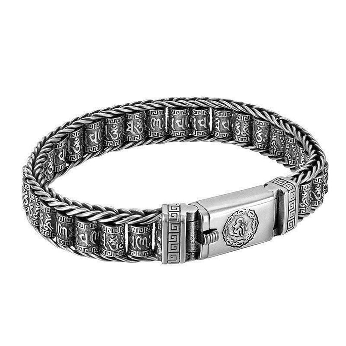 Men's Script Row Bracelet in Sterling Silver – front view