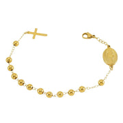 Men's Radiant Medal Rosary Bracelet in 18K Gold Plated Steel – front view
