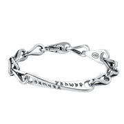 Men's Script Boat Panel Bracelet in Sterling Silver – front view