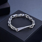 Men's Script Boat Panel Bracelet in Sterling Silver – original engraved panel detail