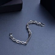 Men's Script Boat Panel Bracelet in Sterling Silver – original open links and lobster clasp