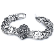 Men's Lion Crest Panel Bracelet in Sterling Silver – front view