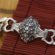 Men's Lion Crest Panel Bracelet in Sterling Silver – original lion relief panel detail