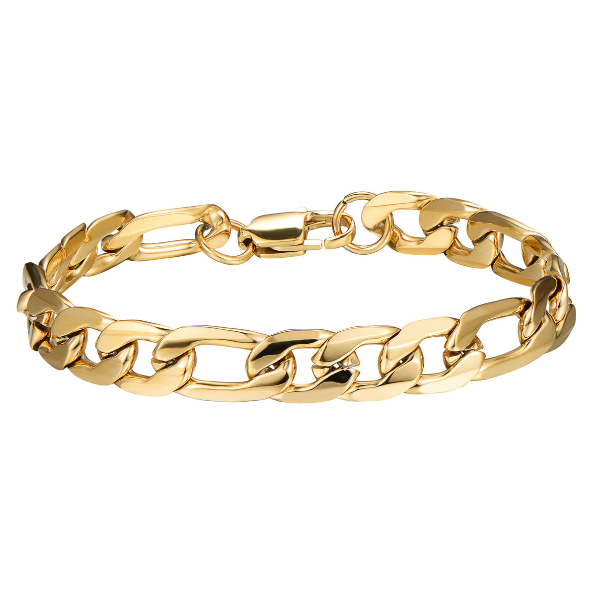 Men's Golden Figaro Bracelet in gold-plated stainless steel – front view