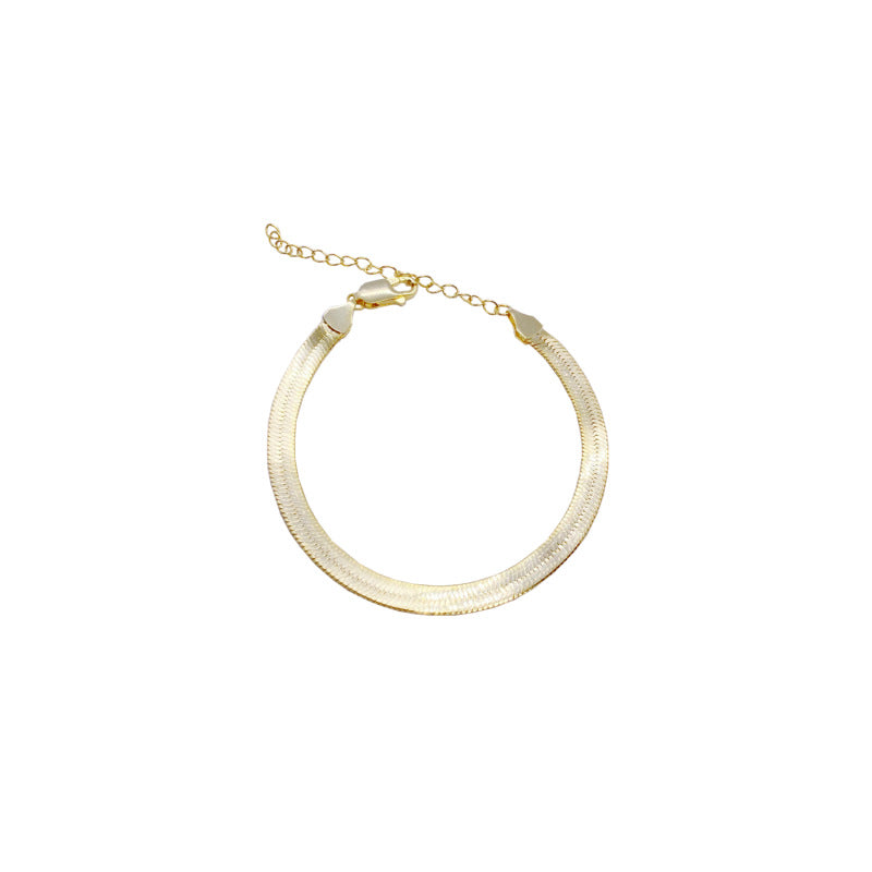 Men's Fine Herringbone Sterling Silver Bracelet in Gold-Tone Sterling Silver – front view