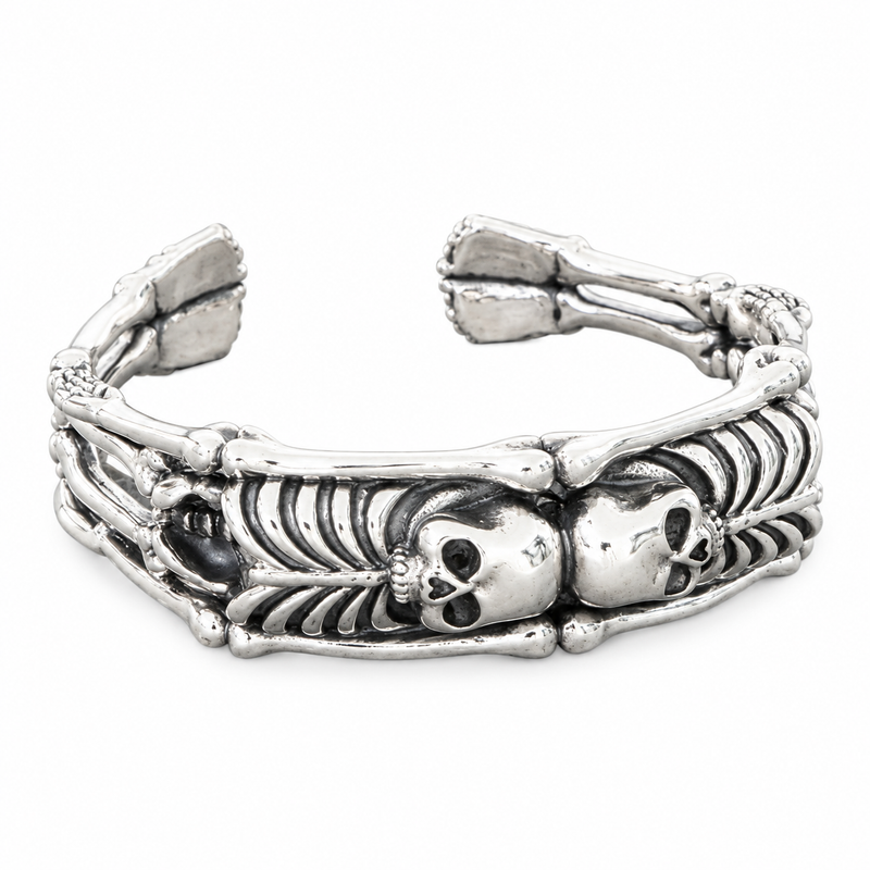 Men's Twin Skeleton Cuff in Sterling Silver – front view