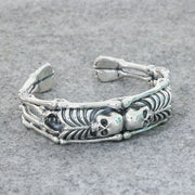 Men's Twin Skeleton Cuff in Sterling Silver – original twin skull and rib detail