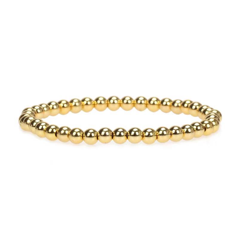Men's Gold Globe Bead Bracelet in Gold Plated 925 Sterling Silver – front view