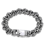 Men's Ivy Heart Curb Bracelet in Sterling Silver – front view